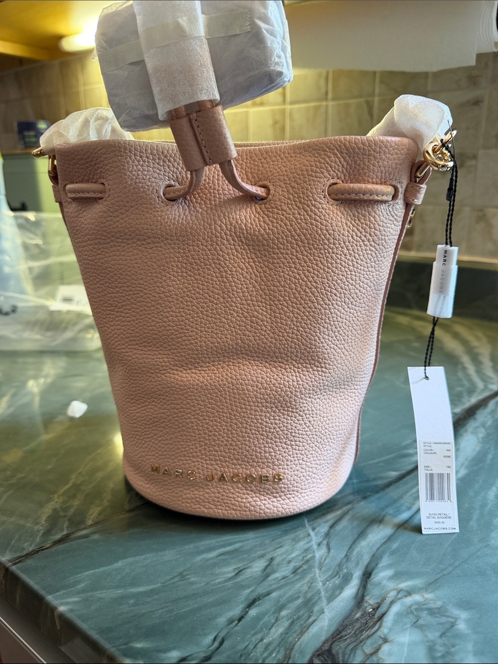 BRAND NEW!! Never opened! Marc Jacobs Blush Pebbled Leather Mini Bucket Bag